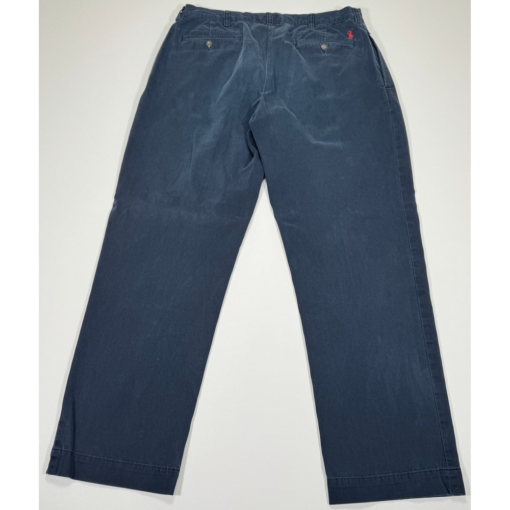 Polo Ralph Lauren Ethan Pant Mens 34x30 Navy Blue Pleated Chino Cotton Tag 34x32 - Picture 2 of 16
